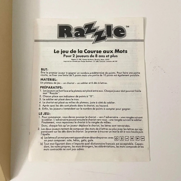 Vintage 1981 Razzle  Board Game Parker Brothers Complete - Picture 12 of 16